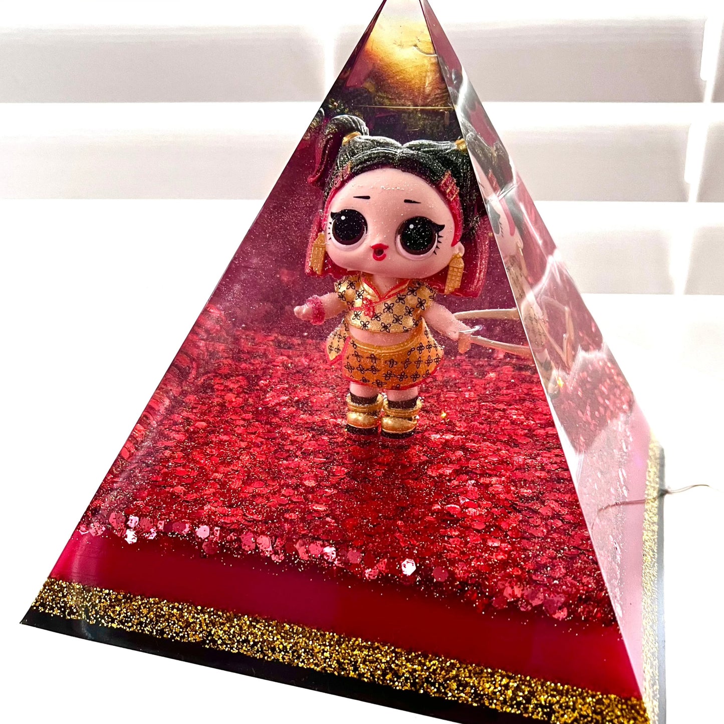 Limited Edition Epoxy Resin Pyramid Chinese Year of the Ox Doll Bespoke Vinyl Decal