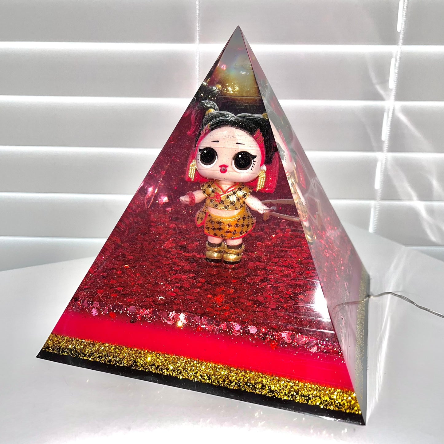 Limited Edition Epoxy Resin Pyramid Chinese Year of the Ox Doll Bespoke Vinyl Decal