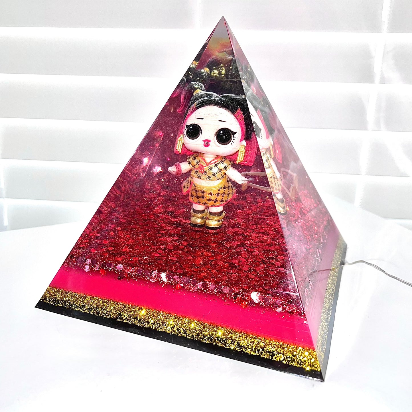 Limited Edition Epoxy Resin Pyramid Chinese Year of the Ox Doll Bespoke Vinyl Decal