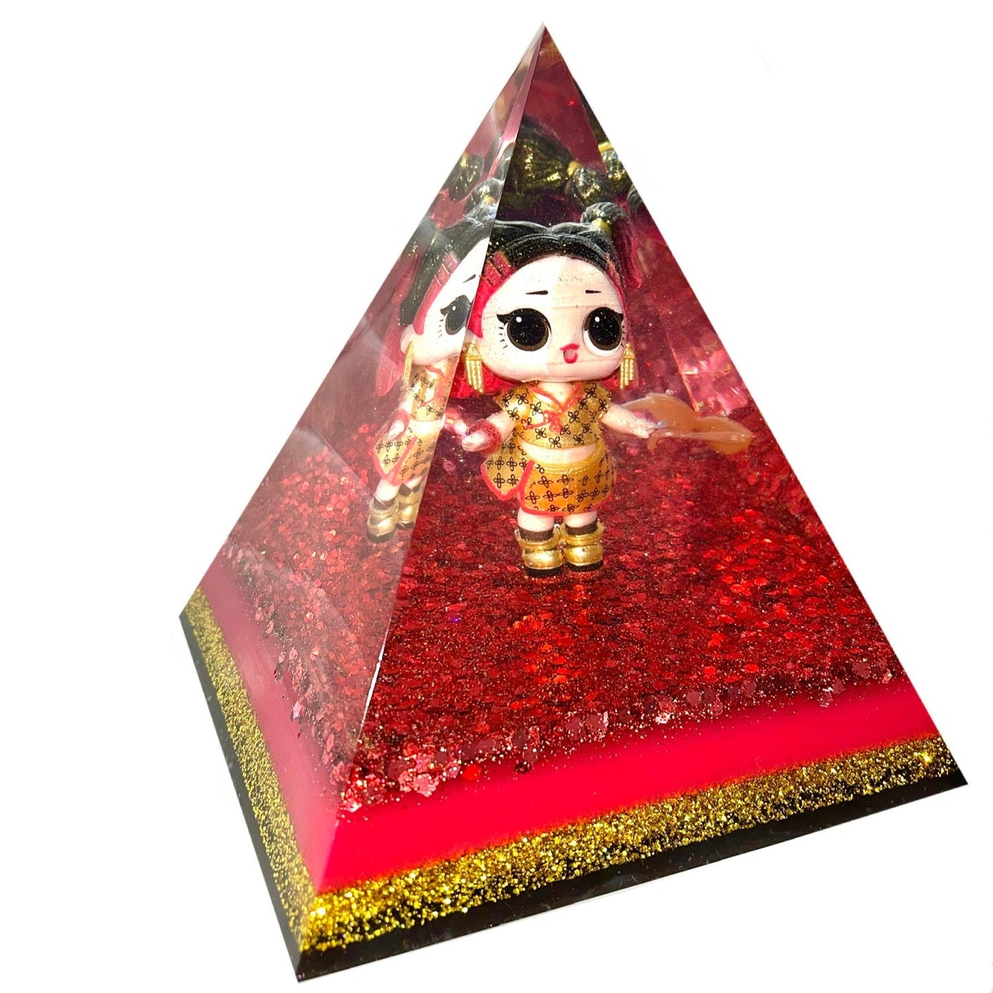 Limited Edition Epoxy Resin Pyramid Chinese Year of the Ox Doll Bespoke Vinyl Decal