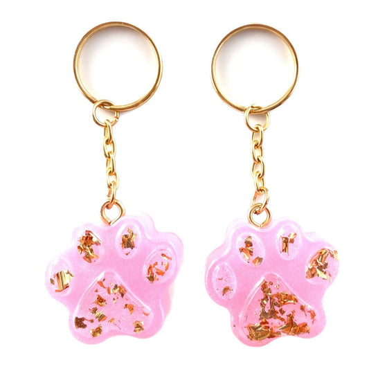 Pawprint Keychains • Pink, Green & Turquoise with Gold Detailing