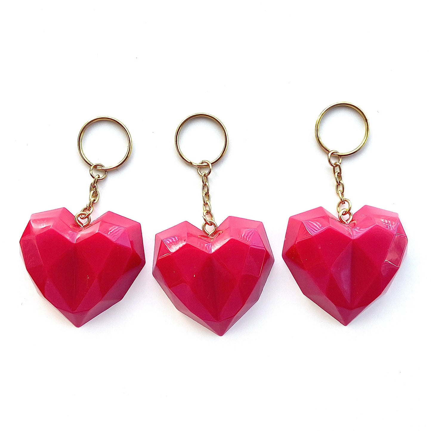 Red or Pink Love Heart Geometric Keychain