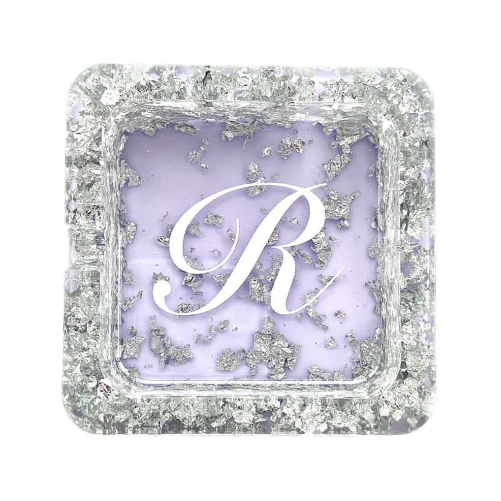 Personalised Initial Ashtray • Silver leaf detailing • Custom background colour