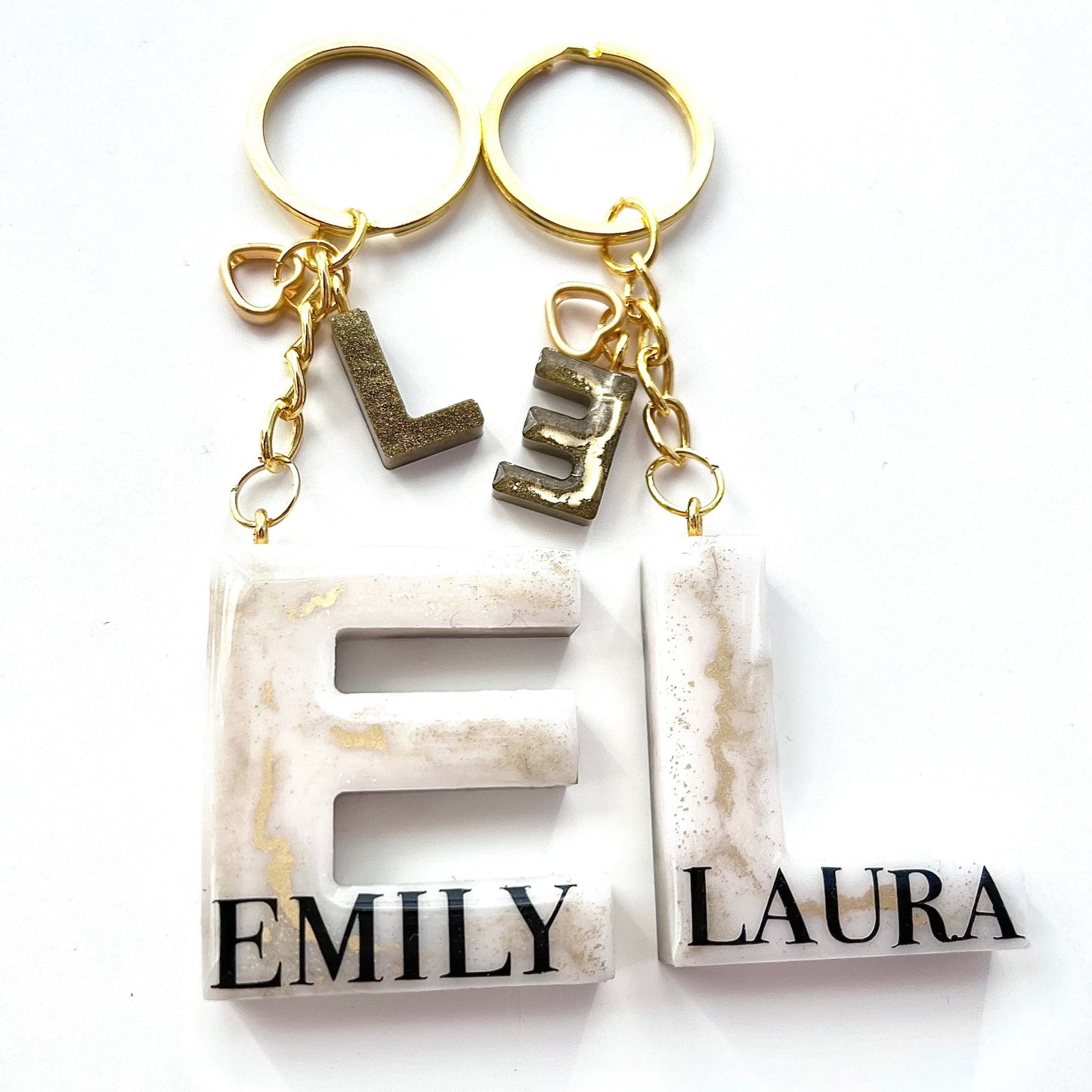 Premium White and Gold Personalised Vinyl Name Keychain