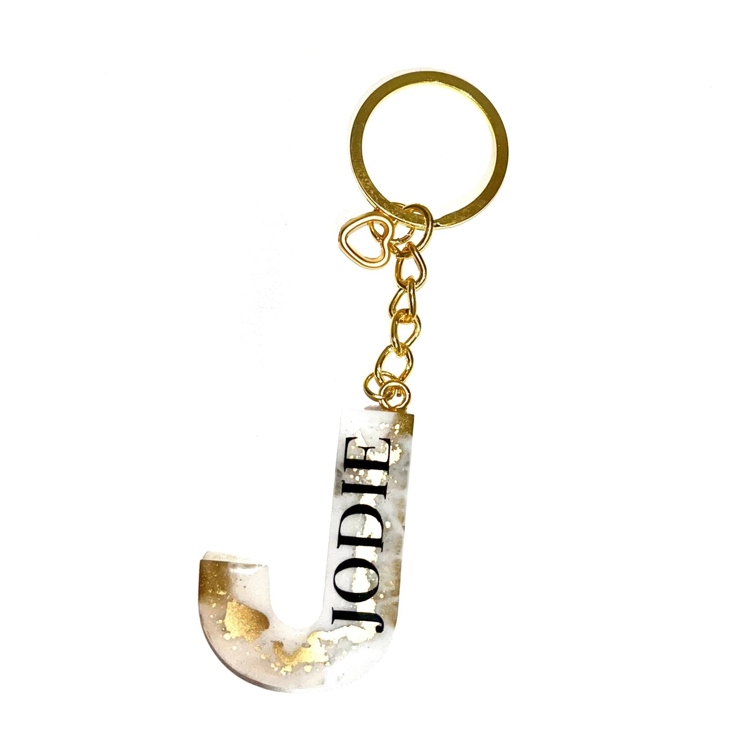 Premium White and Gold Personalised Vinyl Name Keychain