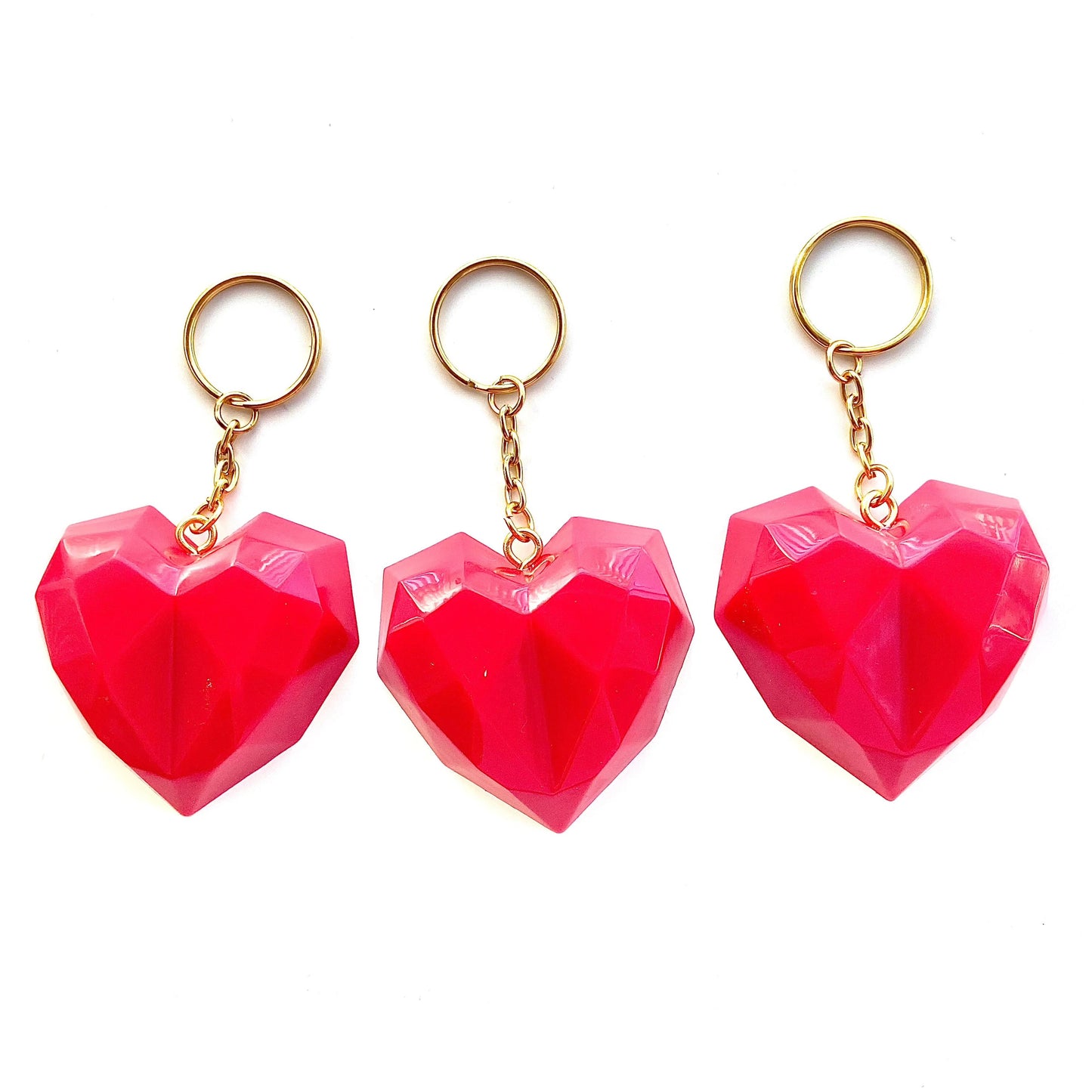 Red or Pink Love Heart Geometric Keychain