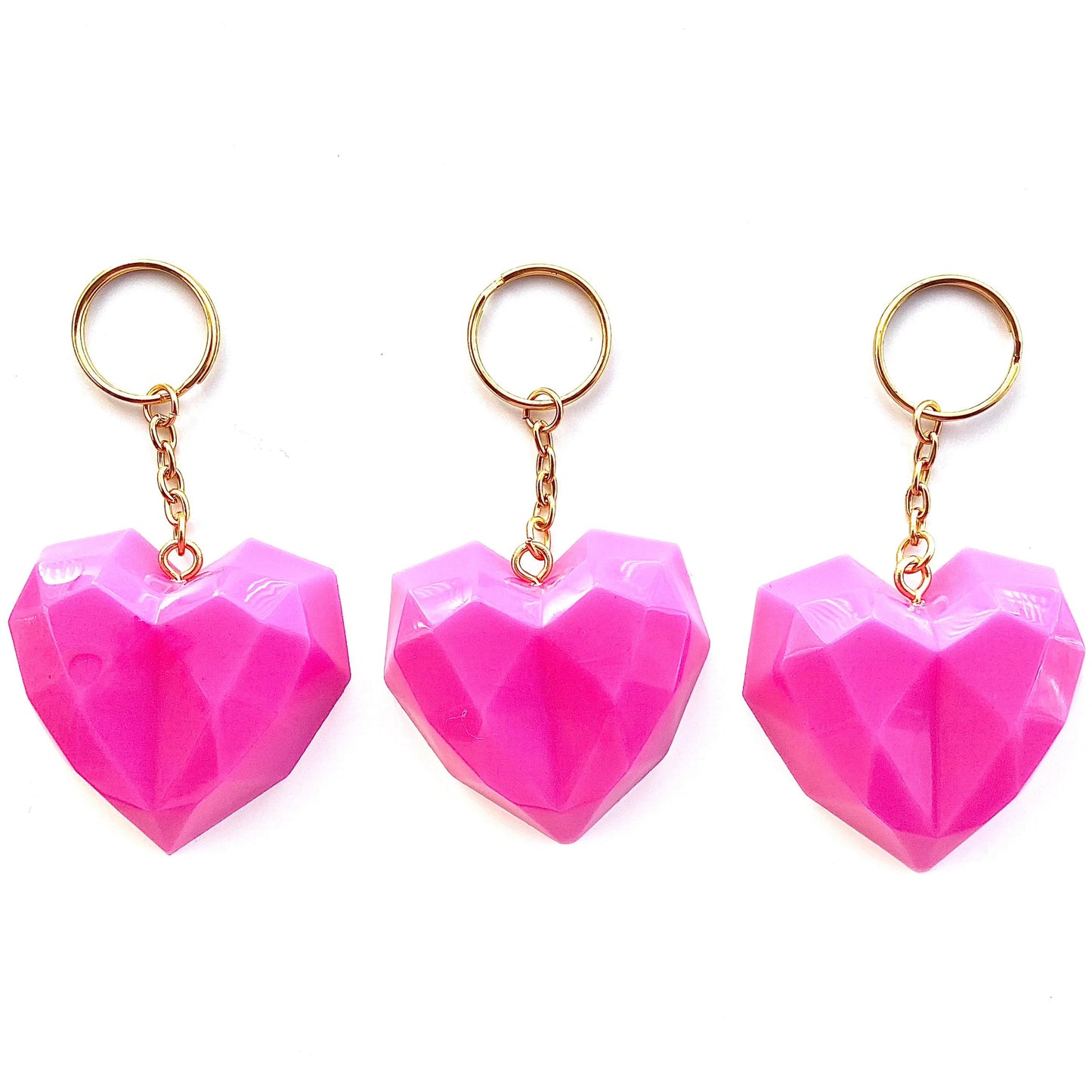 Red or Pink Love Heart Geometric Keychain