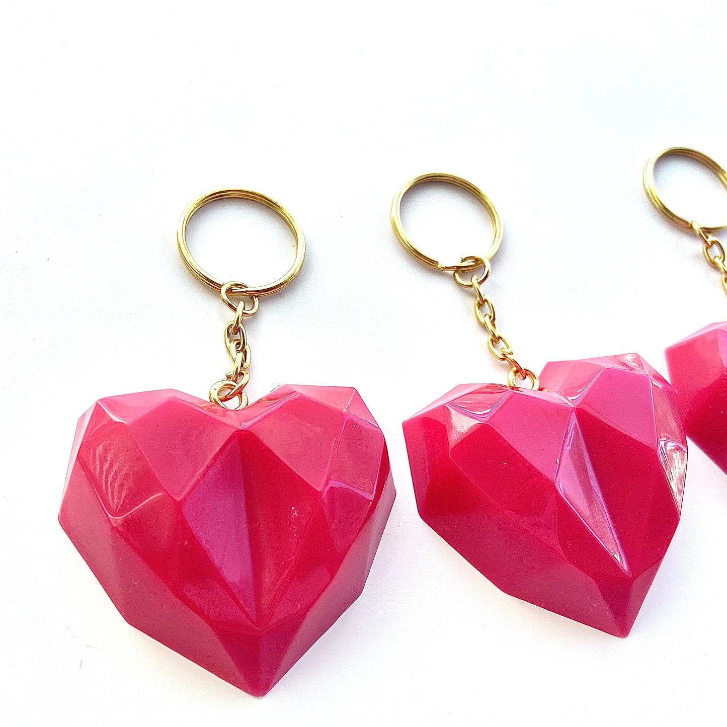 Red or Pink Love Heart Geometric Keychain