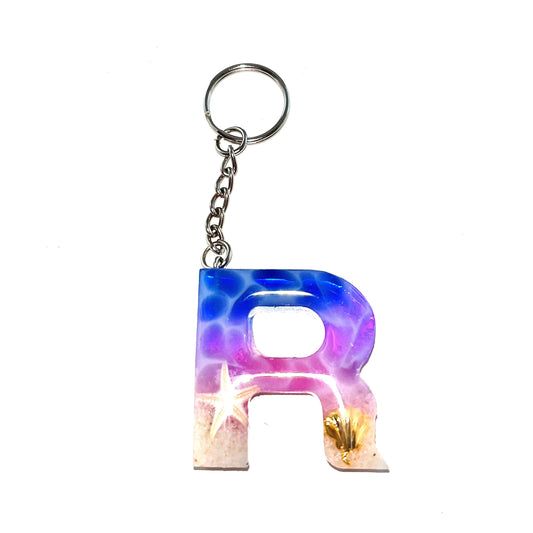 Premium Ocean Deep Blue Pink Keychain Design with 24kt Gold Embellishments