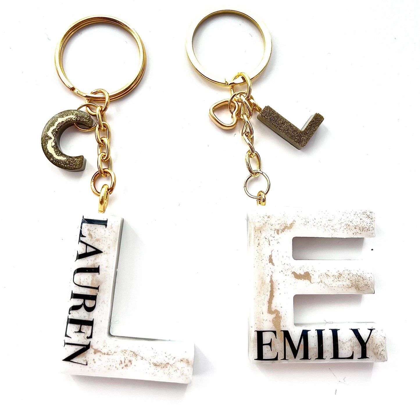 Premium White and Gold Personalised Vinyl Name Keychain