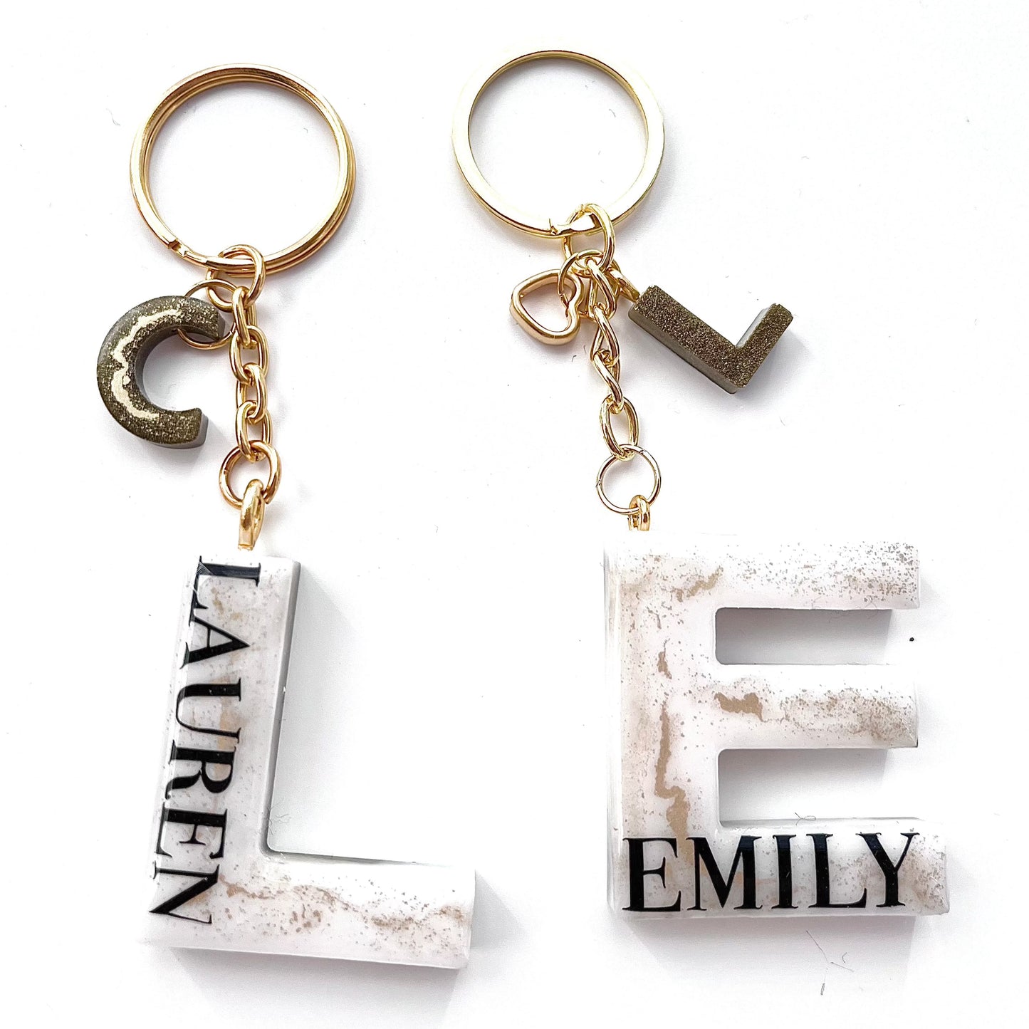 Premium White and Gold Personalised Vinyl Name Keychain