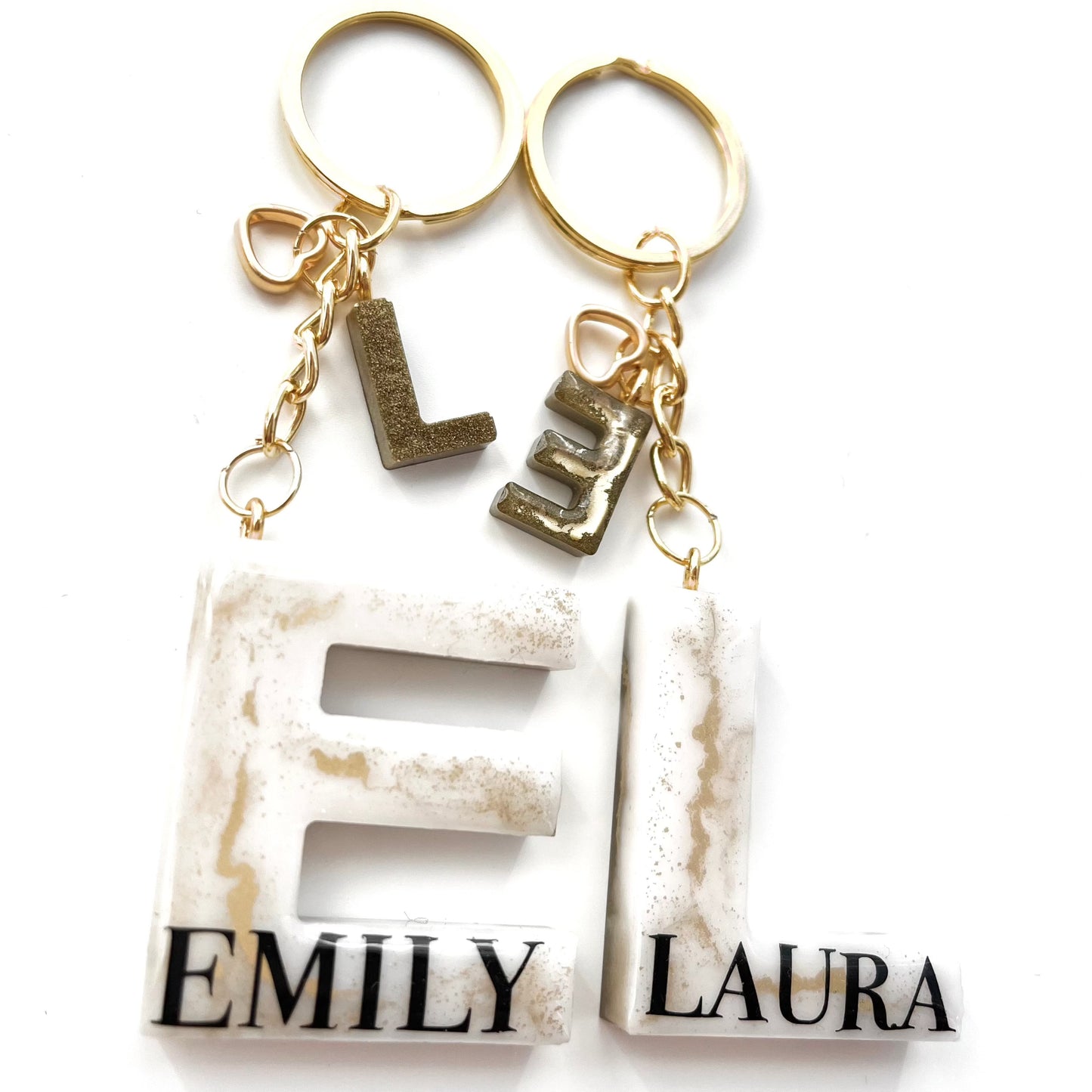 Premium White and Gold Personalised Vinyl Name Keychain